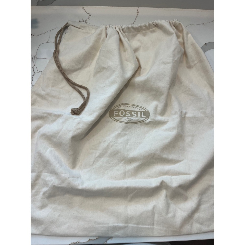 Authentic Fossil Cream Cotton Canvas Drawstring Dust Bag for Handbags Large